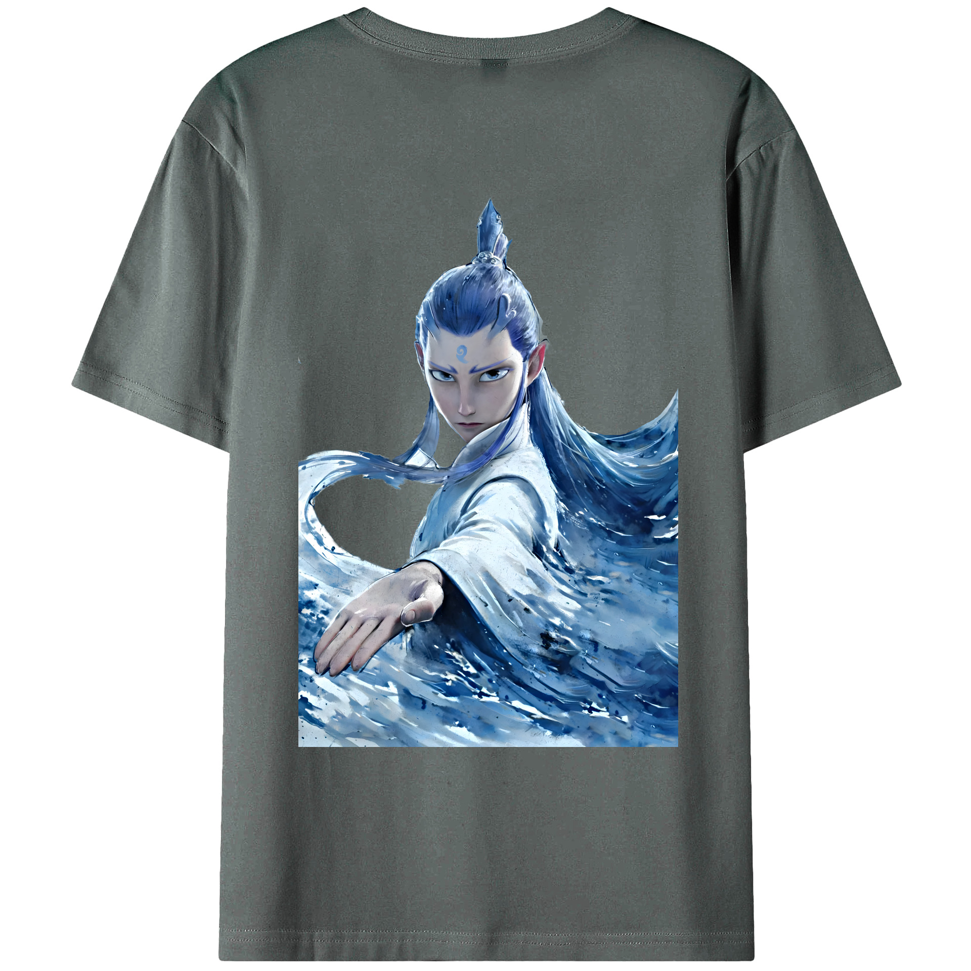 （画像用） Ne Zha 2 ナタ 魔童の大暴れ 綿100％ メンズ半袖Tシャツ（バックプリント） 通気性